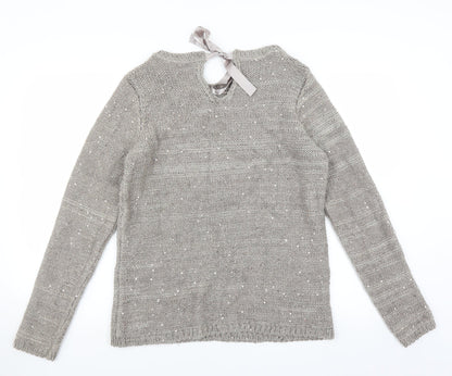 George Womens Grey   Pullover Jumper Size 12  - bow neck detail