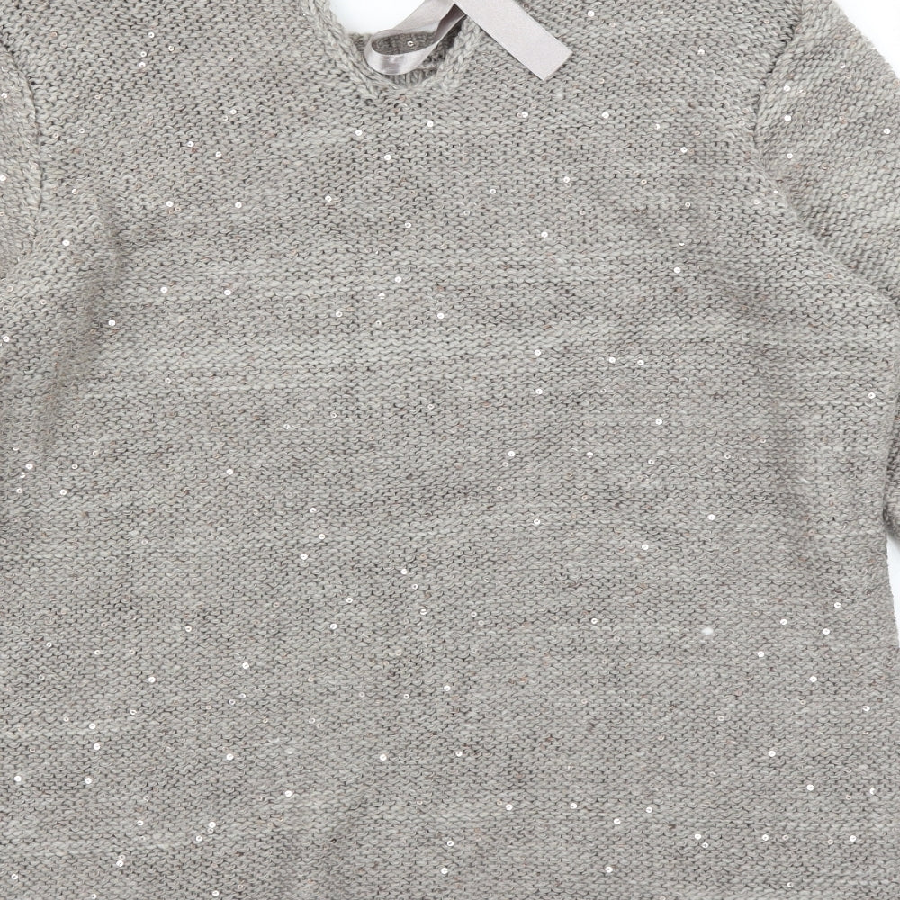 George Womens Grey   Pullover Jumper Size 12  - bow neck detail