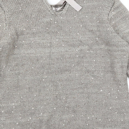 George Womens Grey   Pullover Jumper Size 12  - bow neck detail