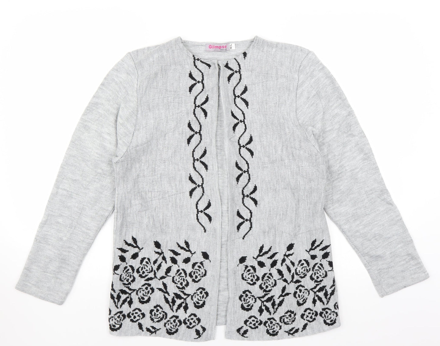 Glimpse Womens Grey   Cardigan Jumper Size M  - floral detail