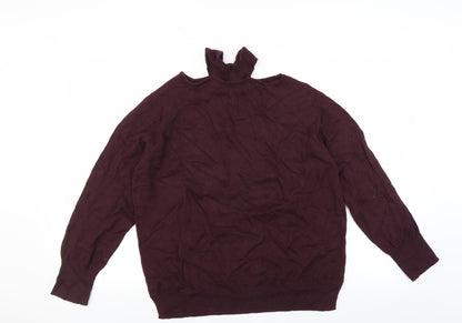 F&F Womens Purple   Pullover Jumper Size 14  - cold shoudler