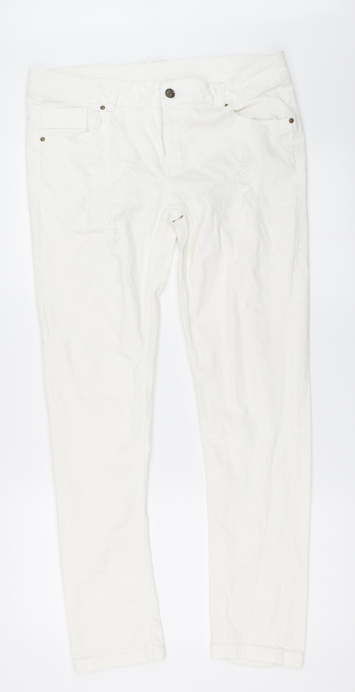 Matalan Womens White  Denim Straight Jeans Size 14 L30 in