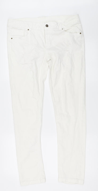 Matalan Womens White  Denim Straight Jeans Size 14 L30 in