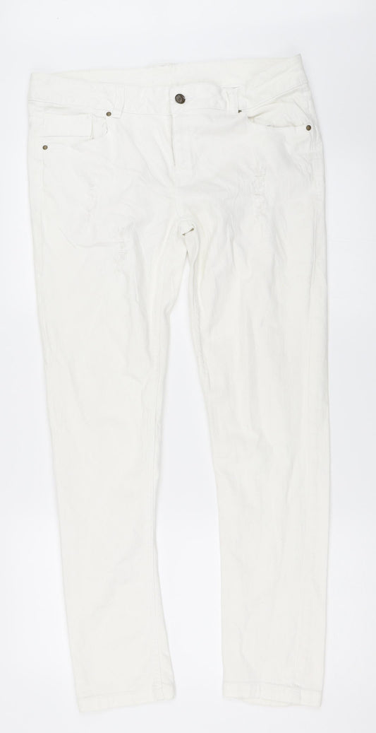 Matalan Womens White  Denim Straight Jeans Size 14 L30 in