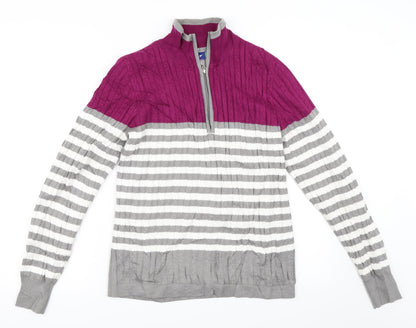 Daily Sports Womens Grey Striped  Pullover Jumper Size S