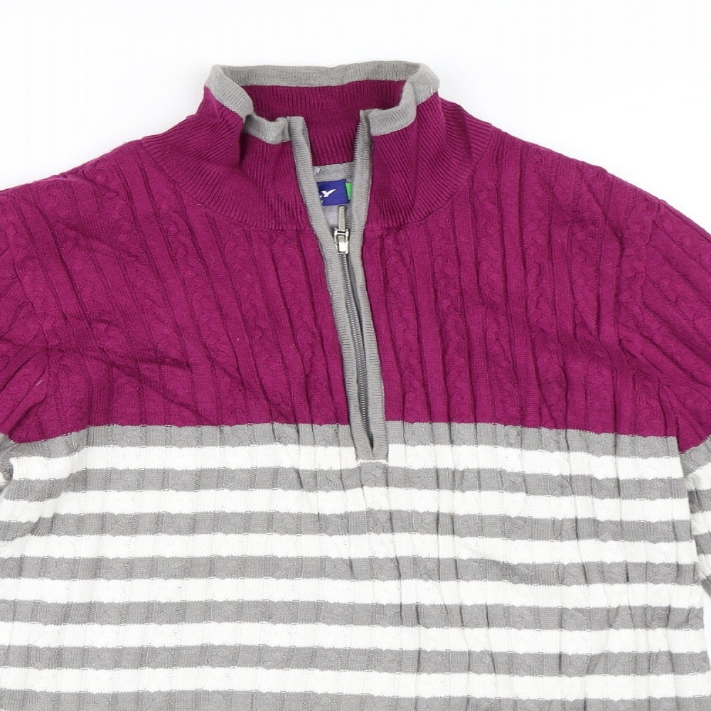 Daily Sports Womens Grey Striped  Pullover Jumper Size S