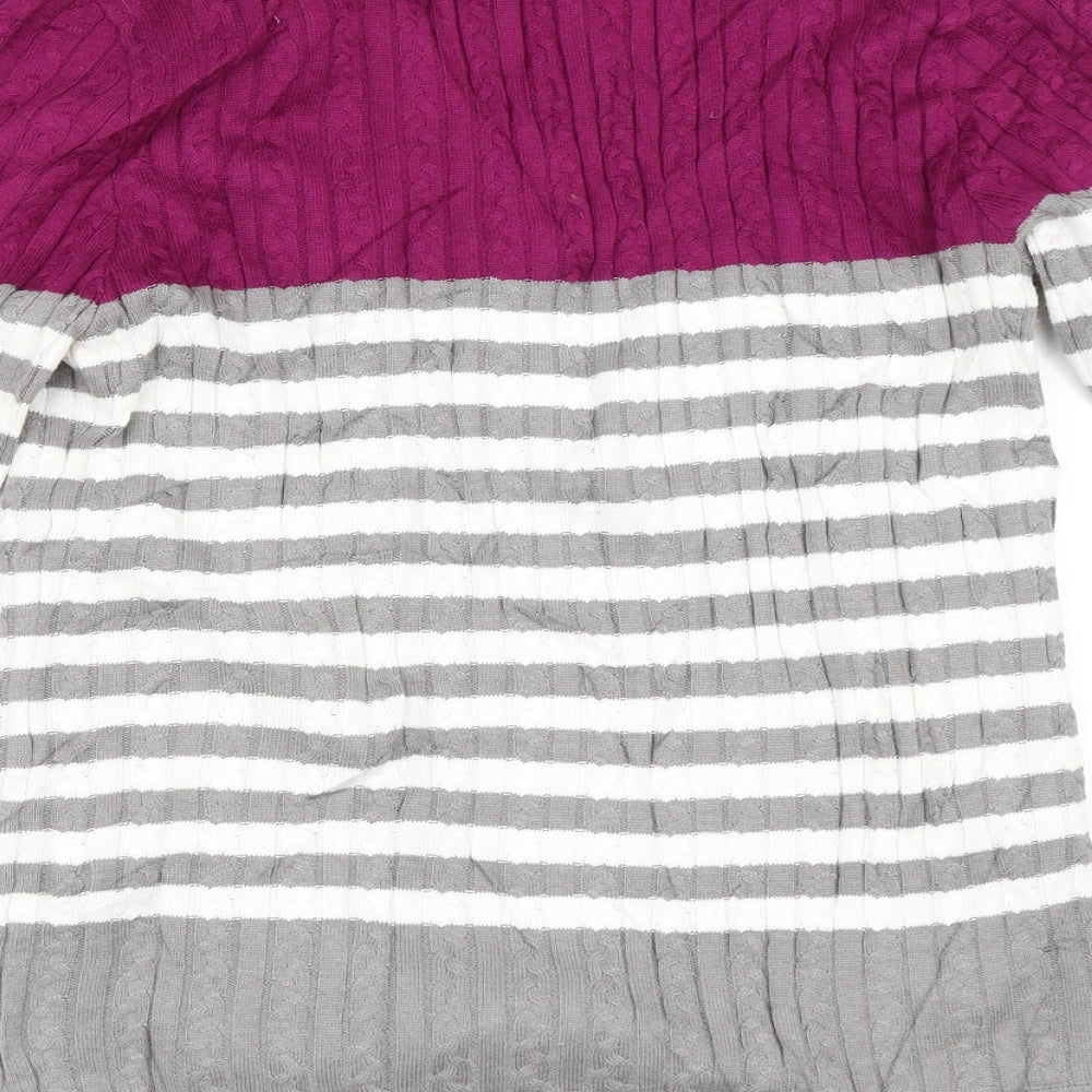 Daily Sports Womens Grey Striped  Pullover Jumper Size S