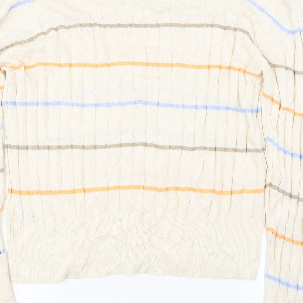 Marks and Spencer Mens Ivory Striped  Pullover Jumper Size XL