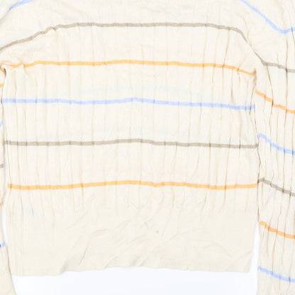 Marks and Spencer Mens Ivory Striped  Pullover Jumper Size XL