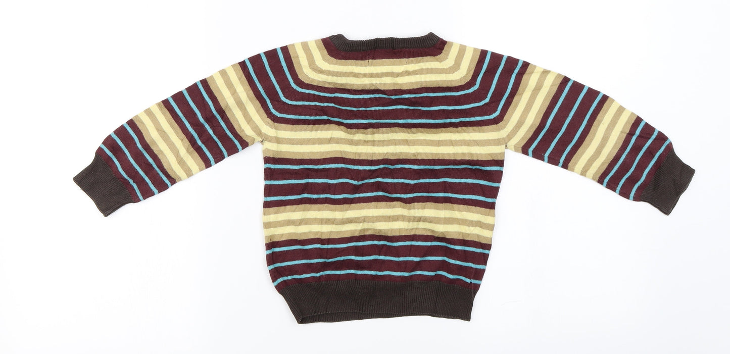 Marks and Spencer Girls Brown Striped  Pullover Jumper Size 2-3 Years