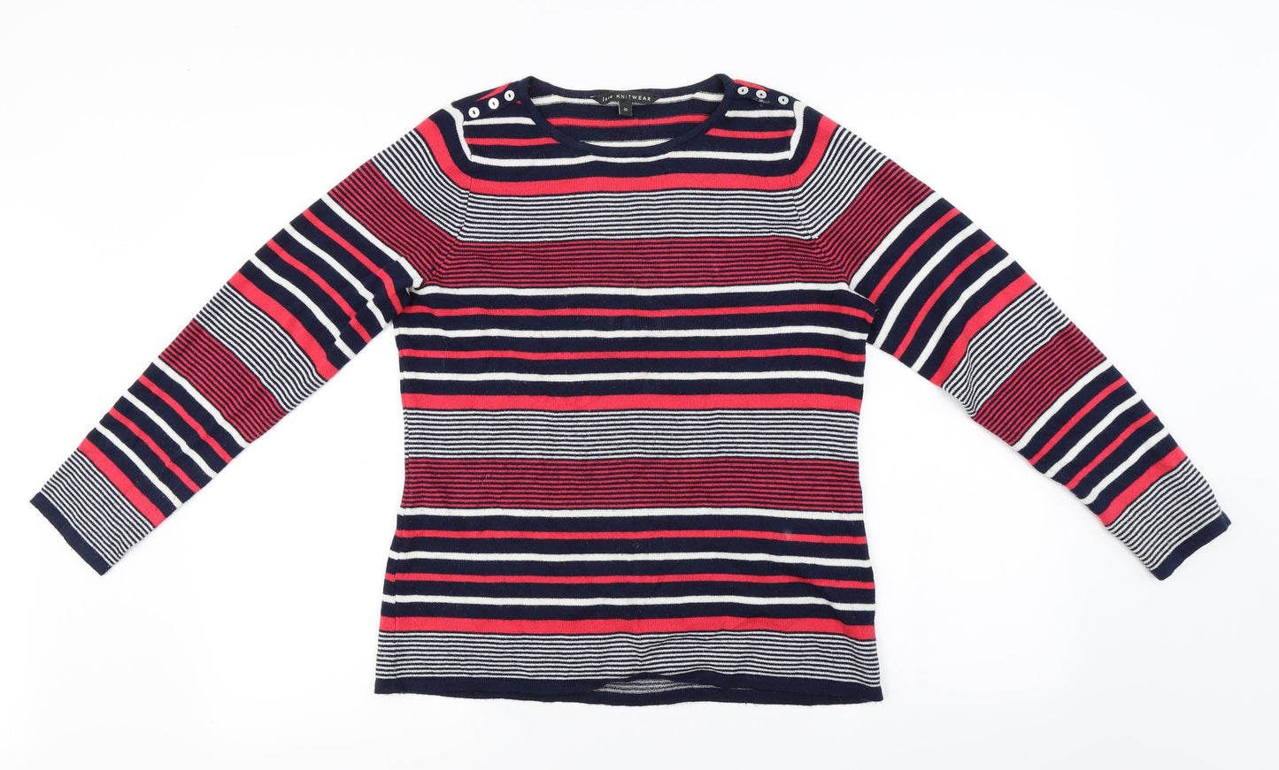 love knitwear  Womens Red Striped  Pullover Jumper Size 10