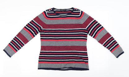 love knitwear  Womens Red Striped  Pullover Jumper Size 10