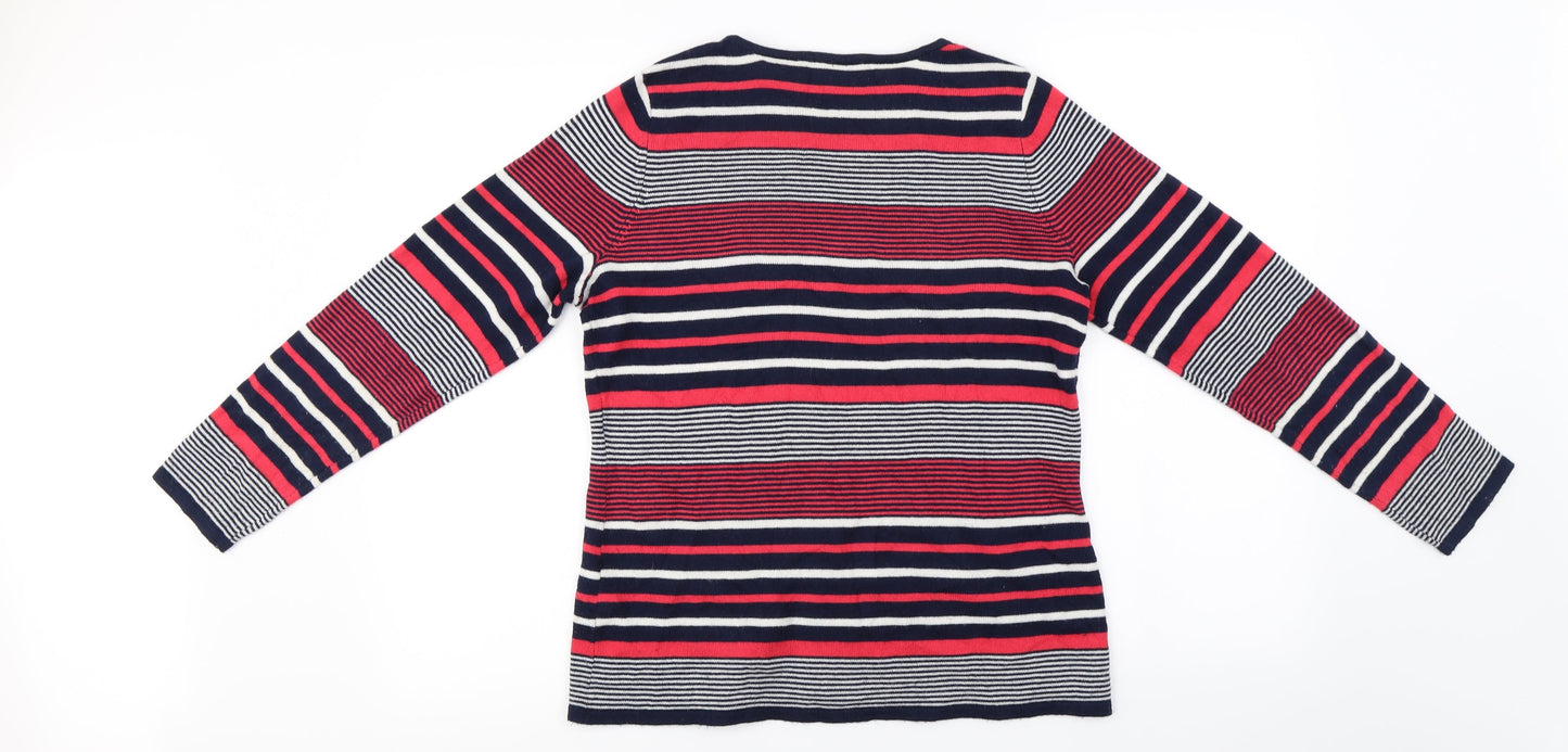 love knitwear  Womens Red Striped  Pullover Jumper Size 10