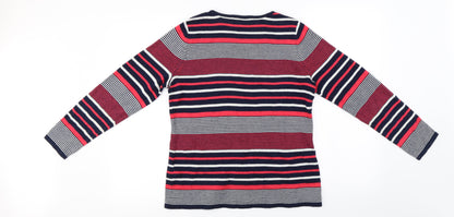 love knitwear  Womens Red Striped  Pullover Jumper Size 10