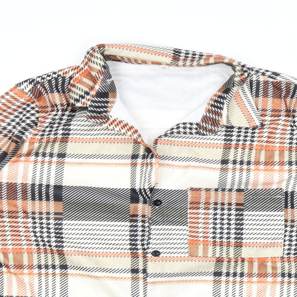 Womens UK Size 3XL Preworn Orange Basic Button-Up
