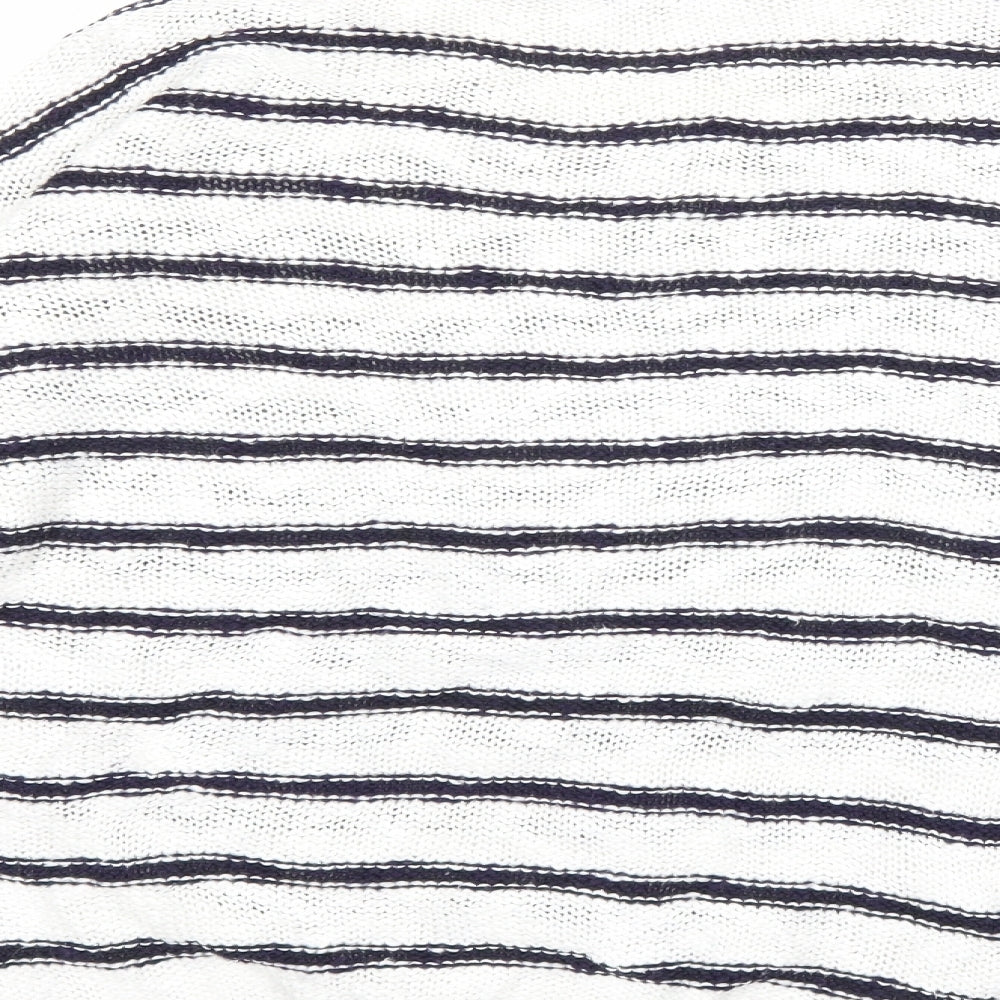 New Look Womens White Striped Knit Pullover Jumper Size 10