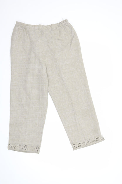 Womens UK Size 16 Afibel Regular Fit Cropped Beige Trousers