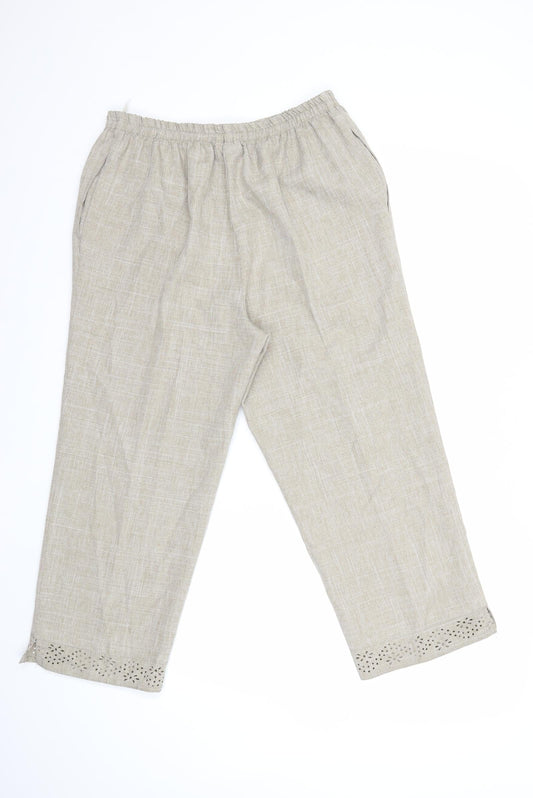 Womens UK Size 16 Afibel Regular Fit Cropped Beige Trousers