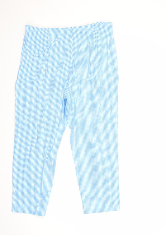 Womens UK Size 18 Joie De Vivre Regular Fit Cropped Blue Trousers