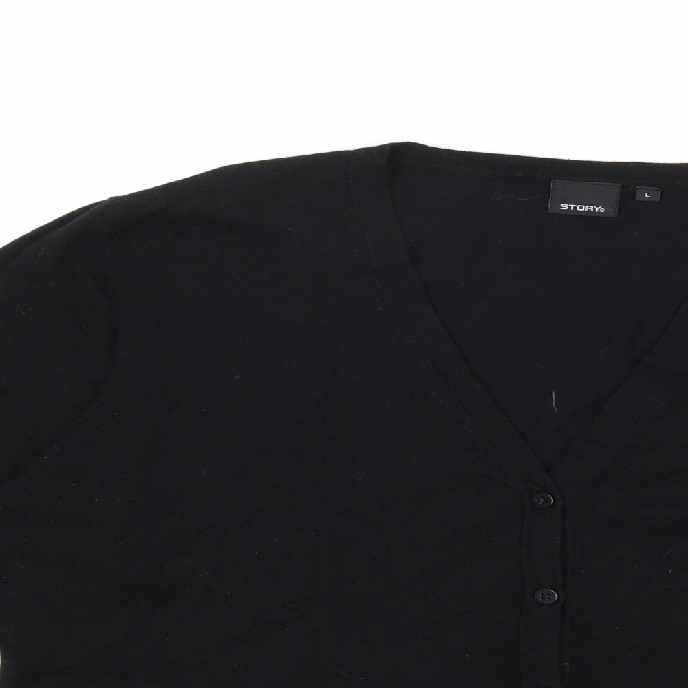 story Womens Black  Knit Cardigan Jumper Size L