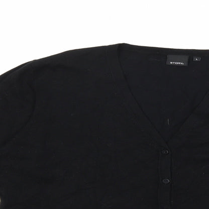 story Womens Black  Knit Cardigan Jumper Size L