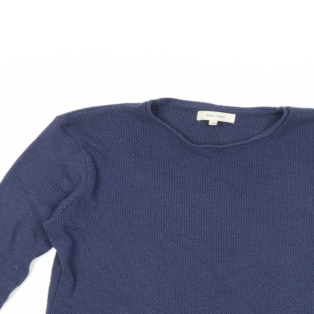 River Island Mens Black  Knit Pullover Jumper Size M