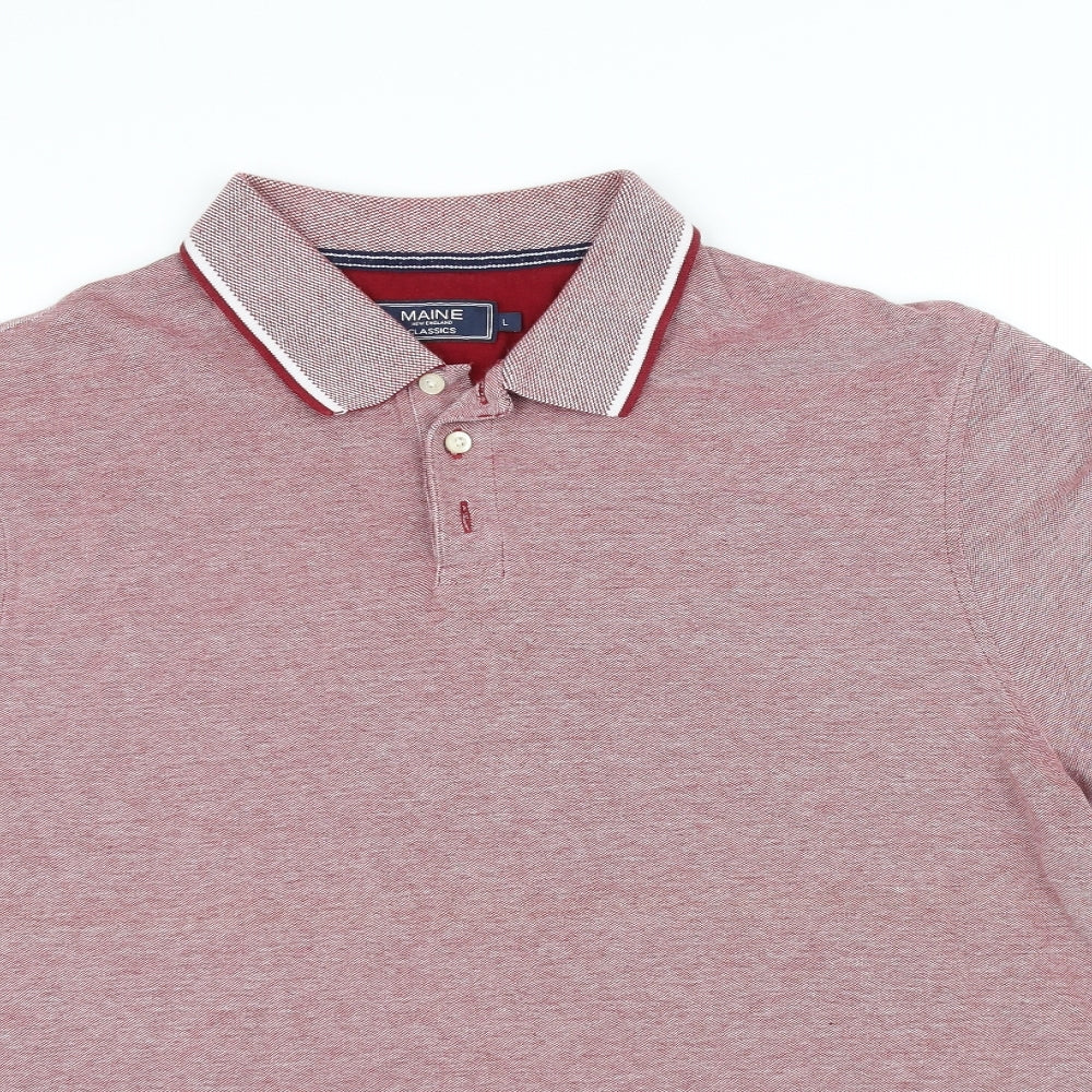 Womens UK Size L Maine Pink Basic Polo