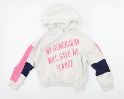 F&F Girls White  Jersey Pullover Hoodie Size 7-8 Years  - My Generation