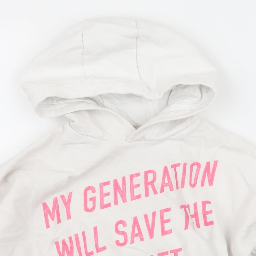 F&F Girls White  Jersey Pullover Hoodie Size 7-8 Years  - My Generation