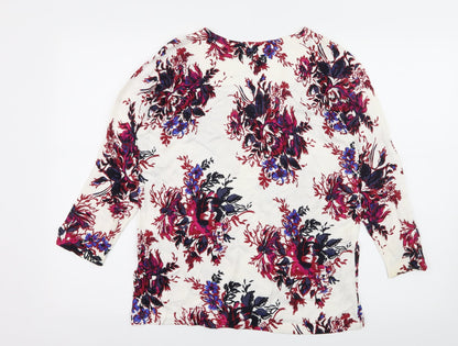 Next Womens White Floral Knit Pullover Jumper Size 12