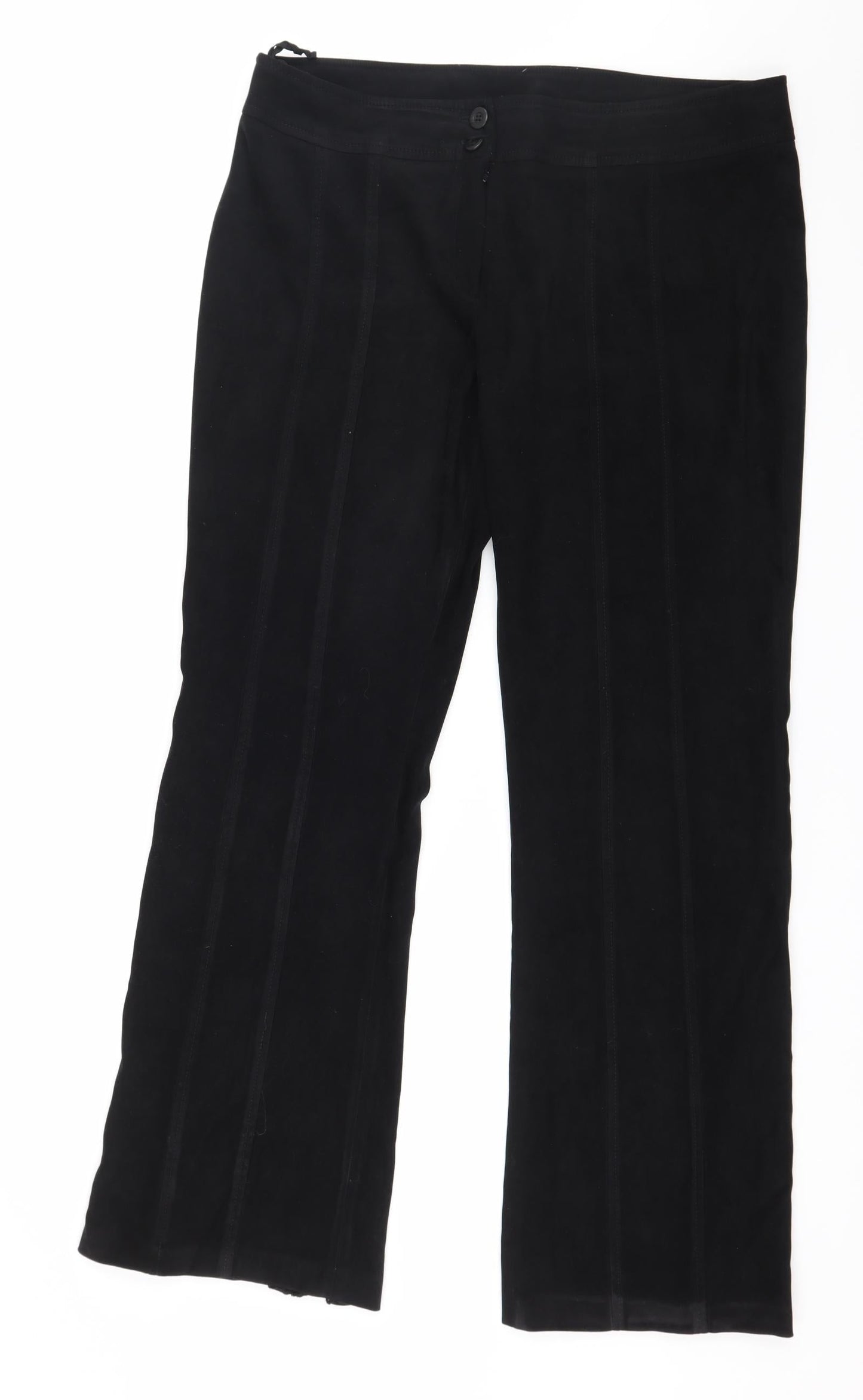 New Look Womens Black  Velour Trousers  Size 16 L31 in