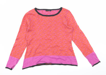 CPM Collection Womens Orange Floral Knit Pullover Jumper Size 10