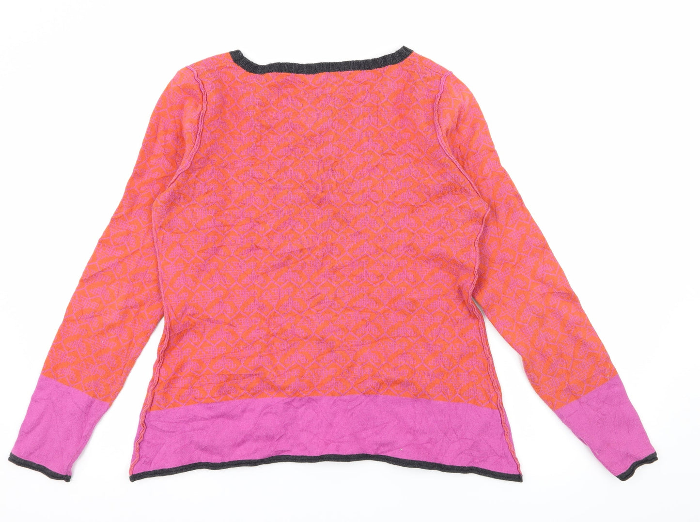 CPM Collection Womens Orange Floral Knit Pullover Jumper Size 10