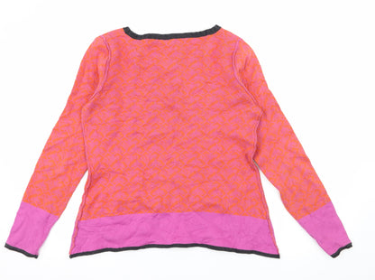 CPM Collection Womens Orange Floral Knit Pullover Jumper Size 10