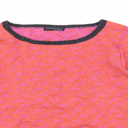 CPM Collection Womens Orange Floral Knit Pullover Jumper Size 10
