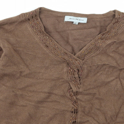 Ann Marie Womens Brown  Knit Pullover Jumper Size S