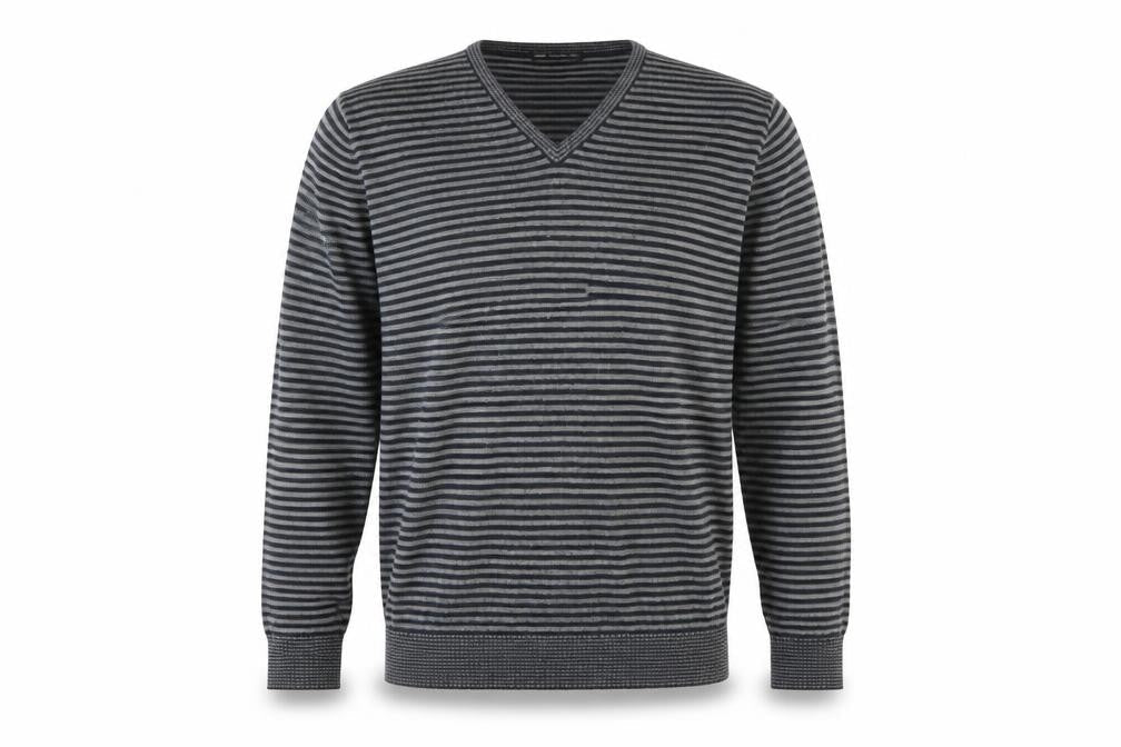 Marks & Spencer Mens Grey Striped Knit Pullover Jumper Size L