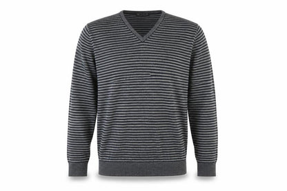 Marks & Spencer Mens Grey Striped Knit Pullover Jumper Size L