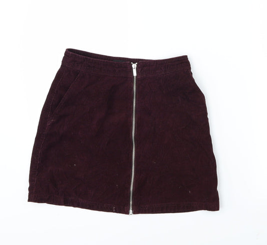 New Look Womens Purple  Corduroy A-Line Skirt Size 6