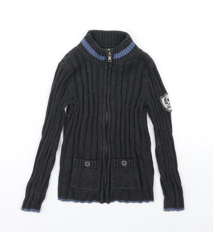 E of M Boys Grey  Knit Full Zip Jumper Size 4-5 Years