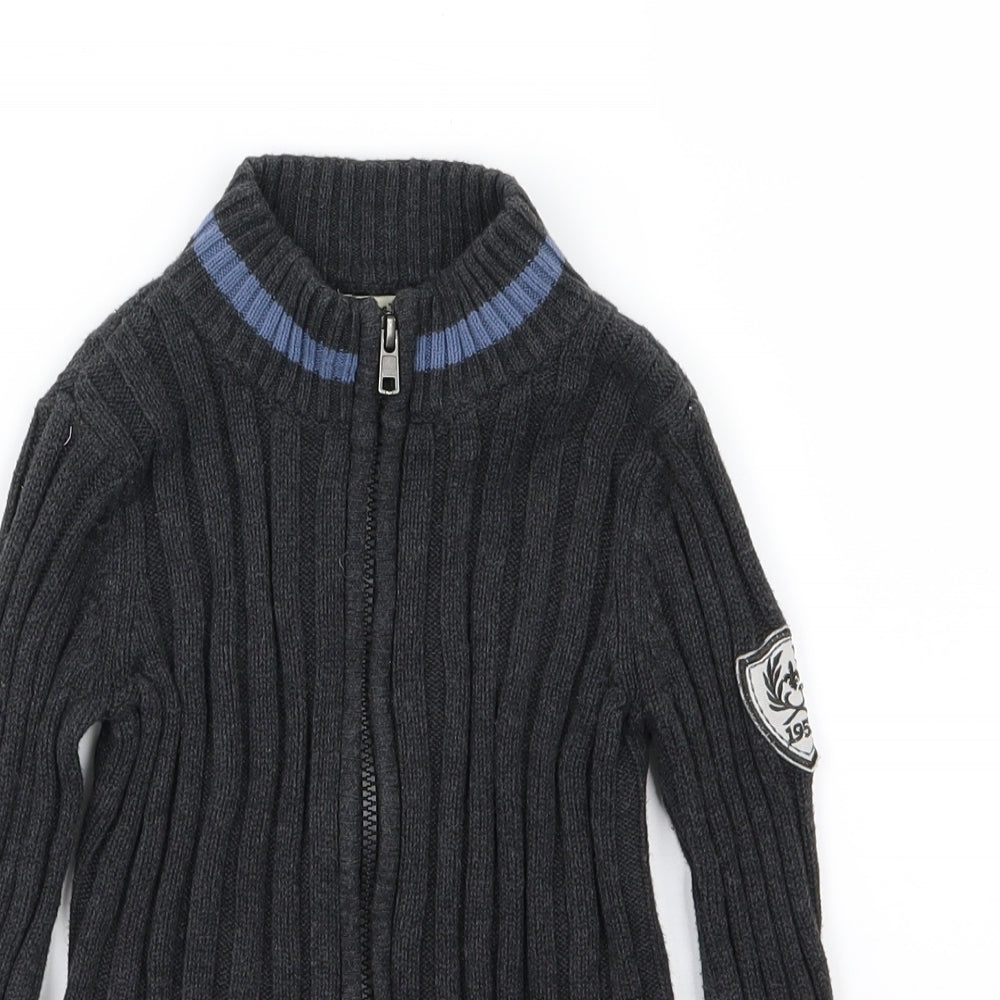 E of M Boys Grey  Knit Full Zip Jumper Size 4-5 Years