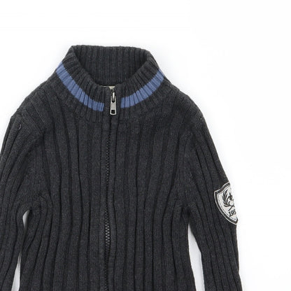 E of M Boys Grey  Knit Full Zip Jumper Size 4-5 Years