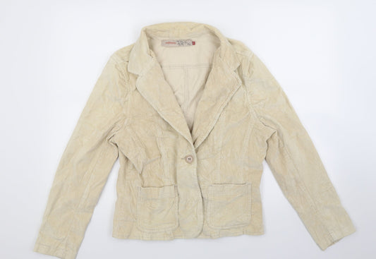 Editions Womens Beige  Corduroy Jacket Coat Size 14