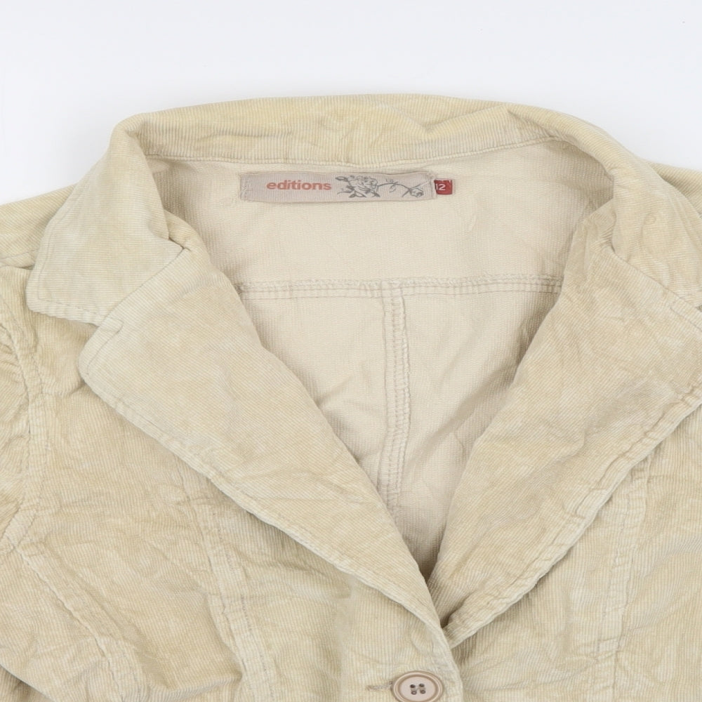 Editions Womens Beige  Corduroy Jacket Coat Size 14