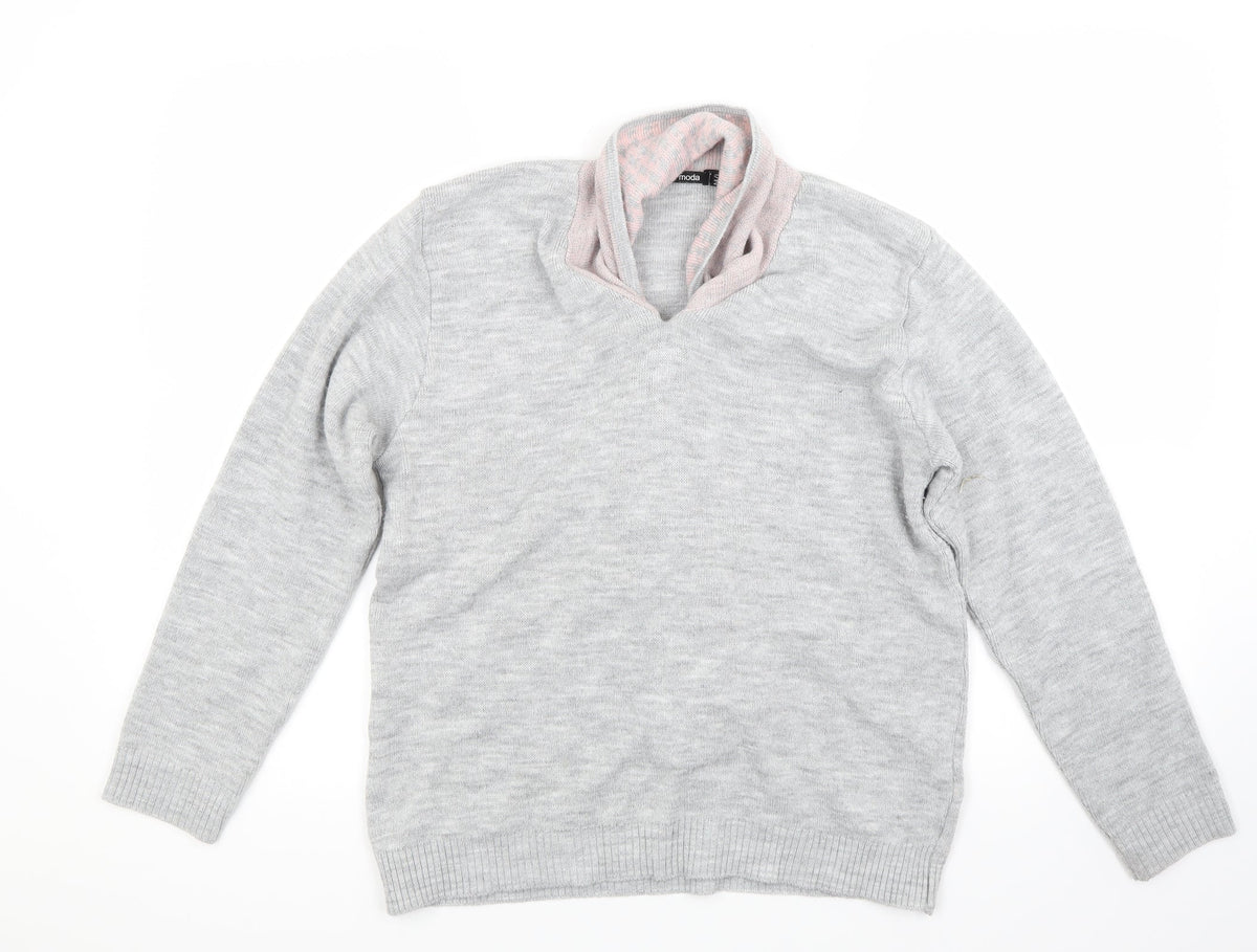 Mia Moda Womens Grey   Pullover Jumper Size M