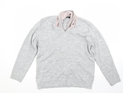 Mia Moda Womens Grey   Pullover Jumper Size M