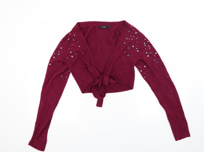 Fluid Womens Red  Knit Cardigan Jumper Size L