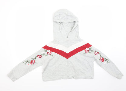 NEXT Girls Grey  Jersey Pullover Hoodie Size 9 Years