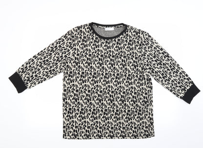 Papaya Womens Beige Animal Print  Pullover Jumper Size 12