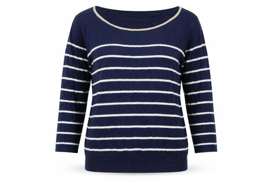 Fransa Womens Blue Striped  Pullover Jumper Size S